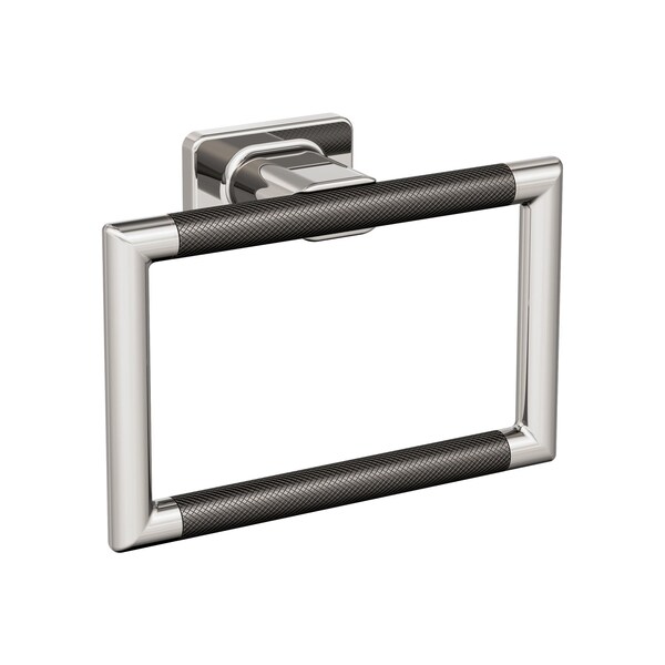 Amerock Esquire Polished Nickel/Gunmetal Contemporary 5-1/4 in 133 mm Length Towel Ring BH26612PNGM - main