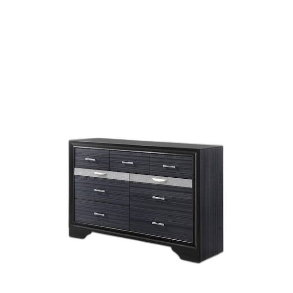 Homeroots 63" Black Manufactured Wood Nine Drawer Gentlemans Chest 348186 - main