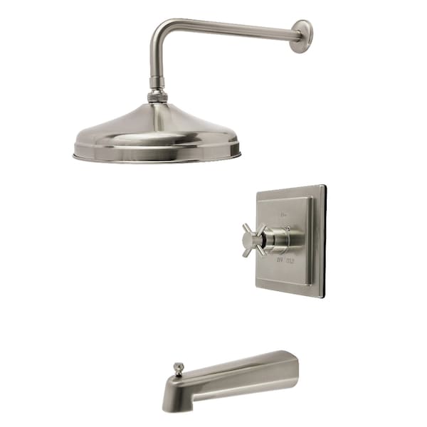 Kingston Brass Single-Handle Pressure Balanced Tub and Shower Faucet, Brushed Nickel KB6148DX - main