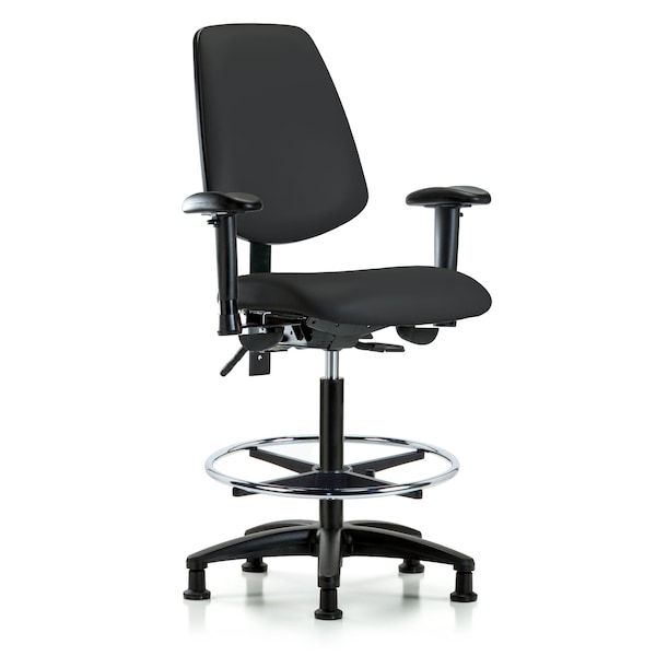 Blue Ridge Ergonomics High Bench Chair Adjustable Arms, 26" to 35" Height, Vinyl, Black BR-VHBCH-MB-RG-T0-A1-CF-RG-8540 - main