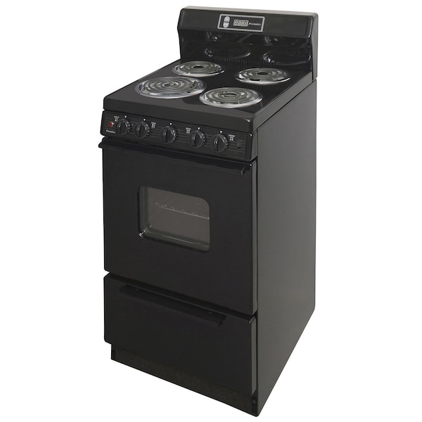 Premier Electric Range, 20 inW x 44 inH x 25.5 inD, 2.42 cu. ft. Oven, Windowed Oven Door, Coil Top, Black 805695 - main