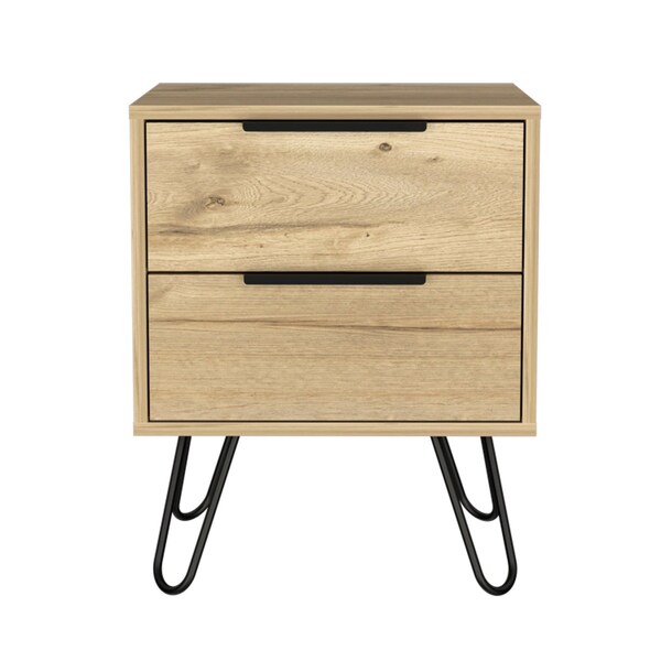 Homeroots 22" Oak Wood Two Drawer Nightstand 543659 - main