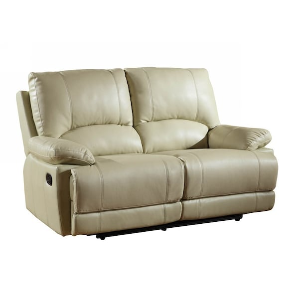 Homeroots 65in Beige Faux Leather Manual Reclining Love Seat 329413 - main