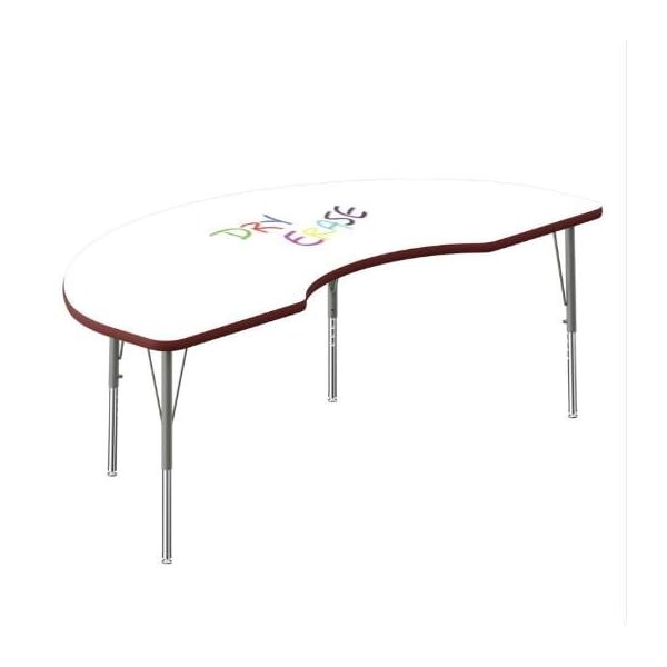 Correll Kidney Dry Erase Activity Table, 72 in W, 36 in L, 19 in to 29 in H, Particleboard, Frosty White A3672DE-KID-80-14-35 - main