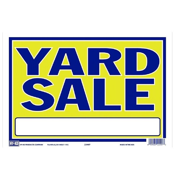 Hy-Ko Neon Sign, YARD SALE, Blue Legend, Yellow Background, Plastic, 9 in H x 13 in W Dimensions 22407 - main