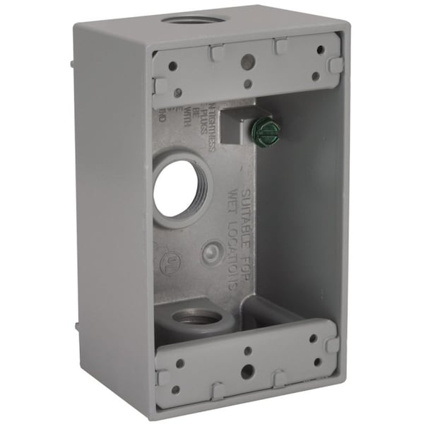 Hubbell Weatherproof Box, 3-Outlet, 1-Gang, Aluminum, Gray, Powder-Coated 5320-5 - main