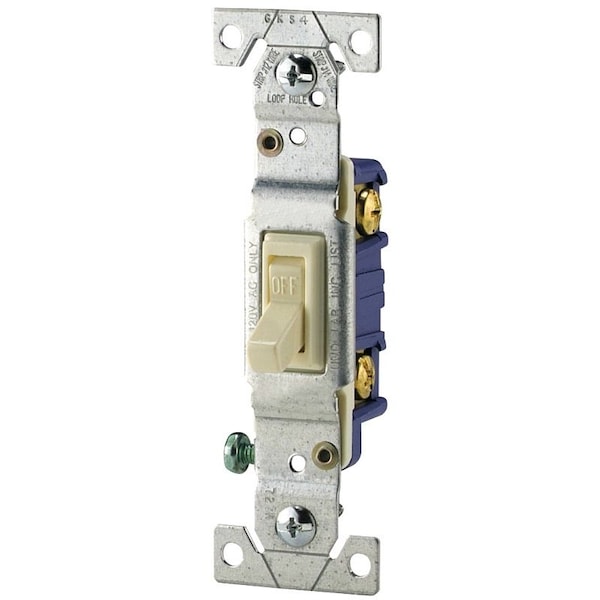 Eaton Wiring Devices Toggle Switch, 15 A, 120 V, Polycarbonate Housing Material, Ivory 1301-7V - main