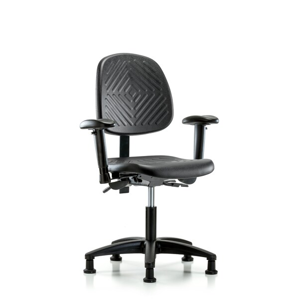 Blue Ridge Ergonomics Desk Chair Desk Chair, Med, Poly, Bk, AA, Glides, Adjustable Arms, 17" to 22" Height, Black; Blue BR-PDHCH-MB-RG-T0-A1-RG - main