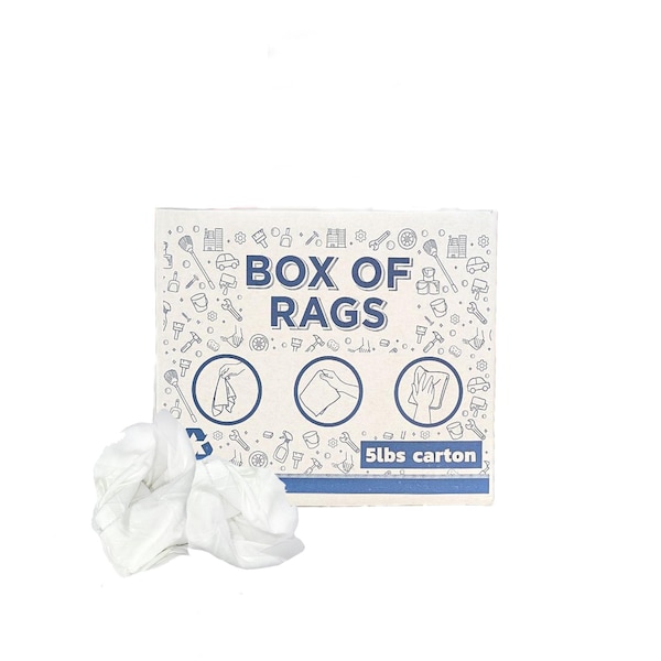 Supremeplus Recycled White Sheeting Cleaning Rags, 5 lbs. Box SP-6434 - main