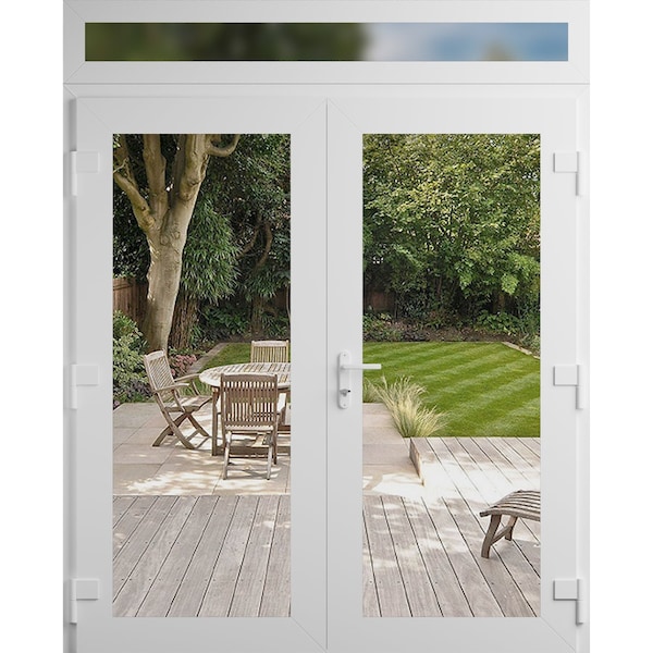 Vdomdoors Front Exterior Prehung Metal-Plastic Double Doors Clear Glass / MANUX 8666 White Silk / Office Comm MANUX8666DEXD-WS-W72xH80+12-LH-I - main