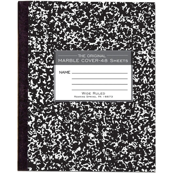 Roaring Spring Wide Ruled Flexible Cover Composition Book, 85 x 7 48 Sheets, Black Marble, Black ROA77333 - main