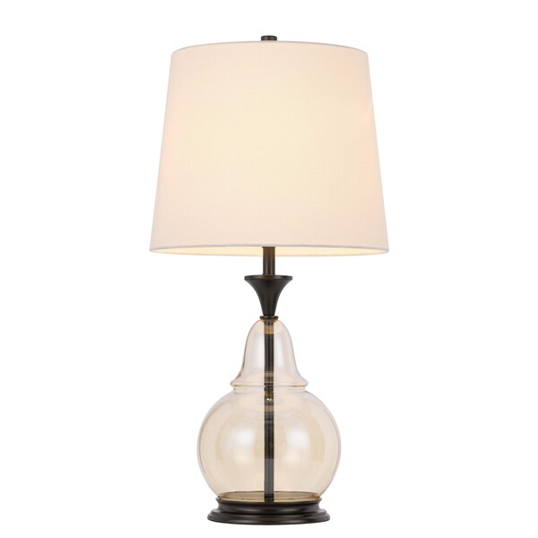 Homeroots 28" Clear Metal Table Lamp With White Empire Shade 524721 - main