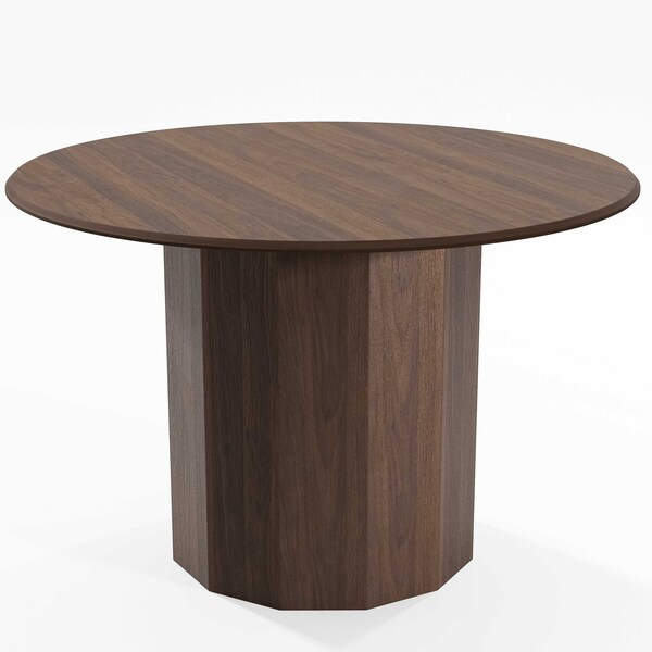 Homeroots 46" Brown Wood Pedestal Base Round Top Dining Table 720951 - main