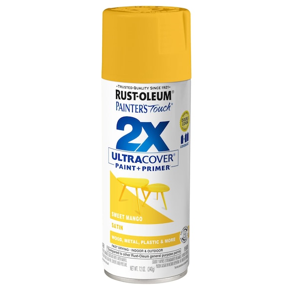 Rust-Oleum 2X Ultra Cover Spray Paint, Sweet Mango, Satin, 12 oz 389910 - main
