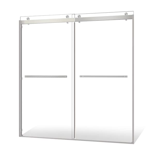 Fab Glass And Mirror Double Sliding Shower Door Portofino Series | Tub Shower Door Tempered Glass with Chrome Finish SHPR60X74CH - main