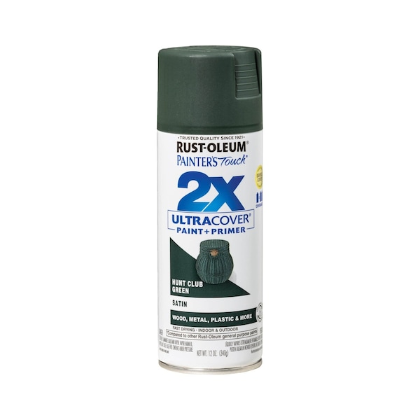 Rust-Oleum Spray Paint, Hunt Club Green, Satin, Solvent, 12 oz 334072 - main