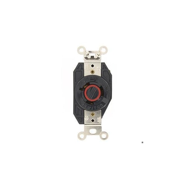 Leviton Flanged Locking Receptacle, L12-20R, 20 A, 480V AC, Three Phase, 3 Pole, Flush Mount, Black 2380 - main
