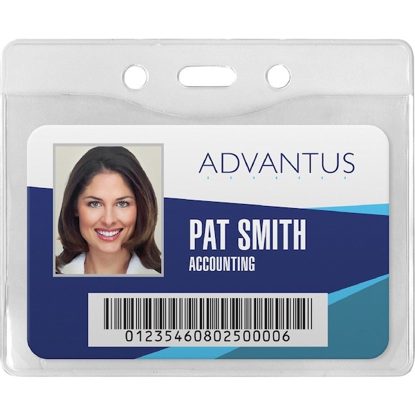 Advantus Security ID Badge Holder, Horizontal, 3-7/8" x 2-5/8", Clear, 50/Box 75411 - main