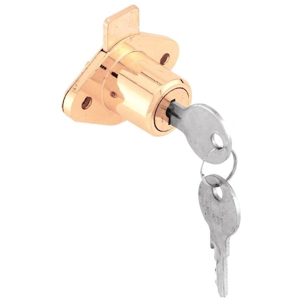 Defender Security Drawer and Cabinet Lock, Keyed Lock, Y13 Yale Keyway, Brass U 9947 - main