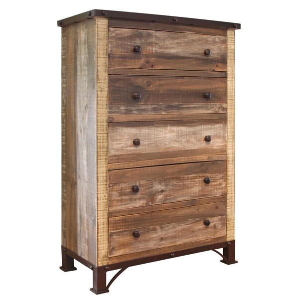 Homeroots 36" Brown Solid Wood Five Drawer Chest 524575 - main
