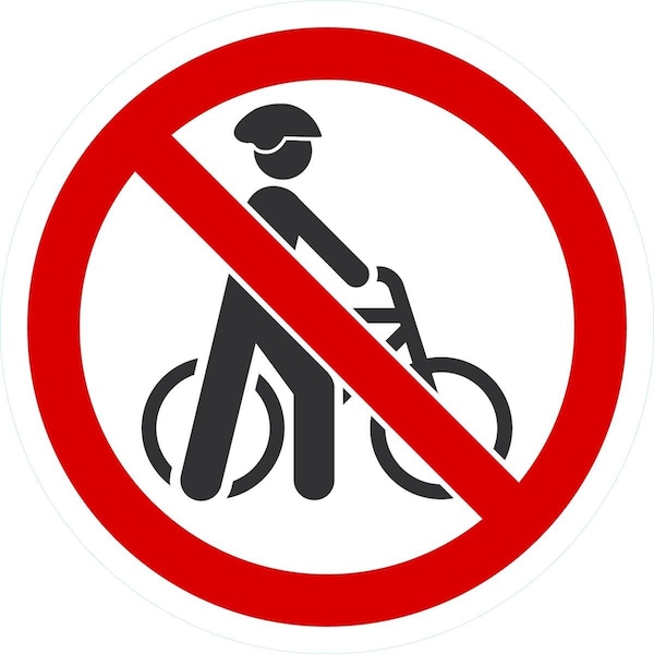 Lyle ISO Do Not Walk Your Bike Symbol, 6x6, Non-Reflective, White G-16954-ND_6x6 - main