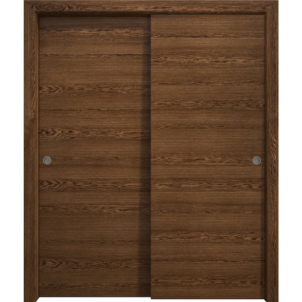 Sartodoors Sliding Closet Bypass Doors 36 x 80 inches, Ego 5000 Cognac Oak Veneer, Rails Hardware Set, Wood EGO5000DBD-DKO-36 - main