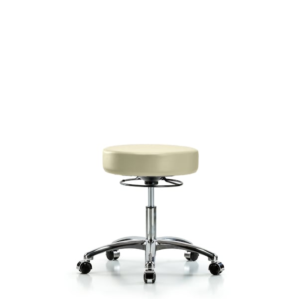 Blue Ridge Ergonomics Desk Stool, Vinyl, Chrome, Casters, Wht BR-VDHSO-CR-CC-8501 - main