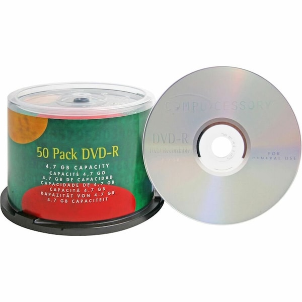Compucessory DVD Recordable Media - DVD-R - 16x - 4.70 GB - 50 / Pack - Silver 35557 - main