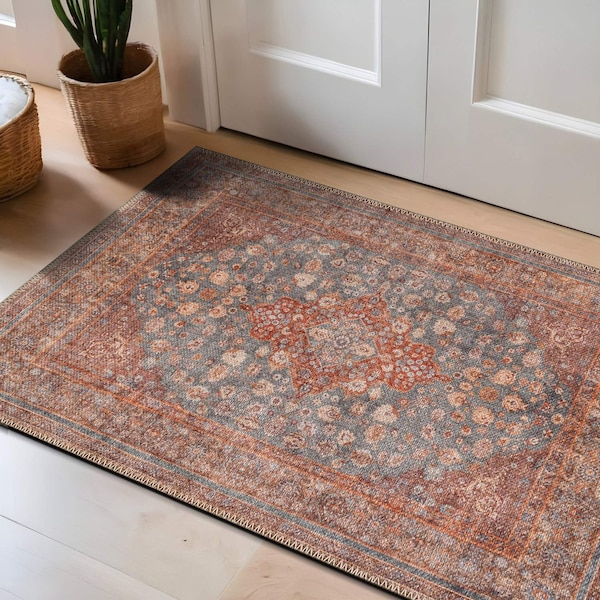 World Rug Gallery Multicolor Boho Rug - Machine Washable, Flat Pile, Easy Maintenance for Busy Homes 2 ft x 3 ft WR171MULTI2X3 - main