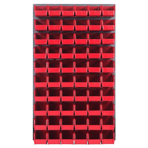 Quantum Storage Systems 36X61 GRAY LOUVERED PANEL WITH BINS RED QLP-3661-230-60RD - main