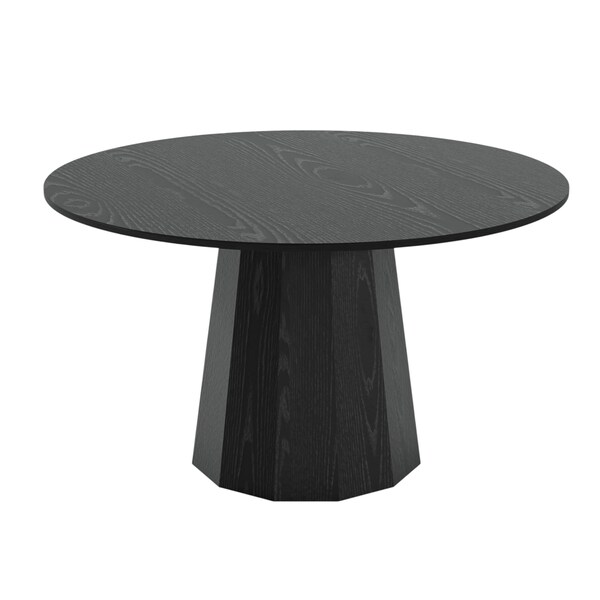 Homeroots 52" Black Solid Wood Pedestal Base Round Top Dining Table 721062 - main