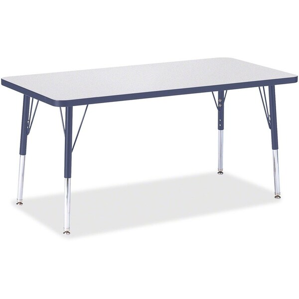 Jonti-Craft Berries Rectangle Activity Table, 24 in. x 48 in., E-height, Freckled Gray/Navy/Gray 6403JCE112 - main
