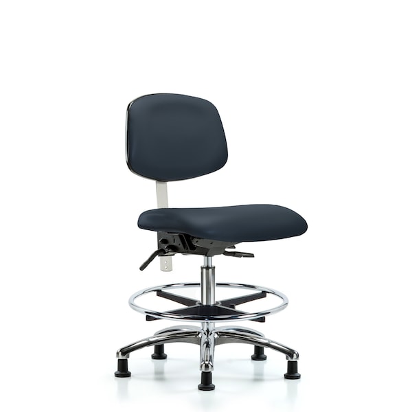 Blue Ridge Ergonomics Med Bench Chair, Vinyl, CF, Glds, Navy, CL100, No Arms, 22" to 29" Height, Imperial Blue BR-NCR-VMBCH-CR-T1-A0-CF-RG-8582 - main