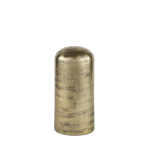 Homeroots 10" Antiqued Brass Cast Aluminum Cylindrical Tabletop Sculpture 608701 - main