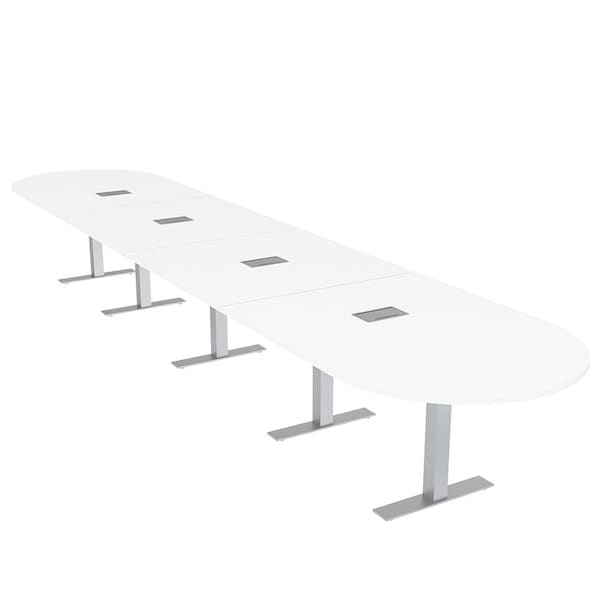 Skutchi Designs 20ft Racetrack Conference Table With Power | Harmony Series | 20 Person Meeting Room Table HAR-RAC-48X240-T-W960-ESIL - main
