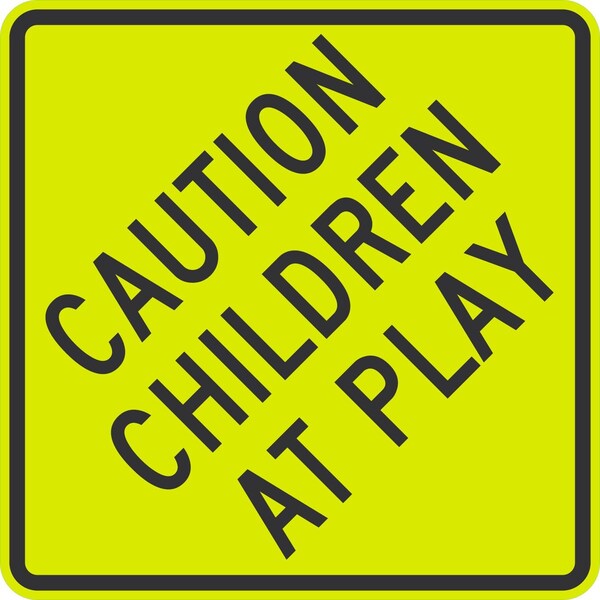 Lyle Caution Children At Play Fe598 (83745), 24x24, Diamond Grade, Yellow Green G-12522-DG_24x24 - main