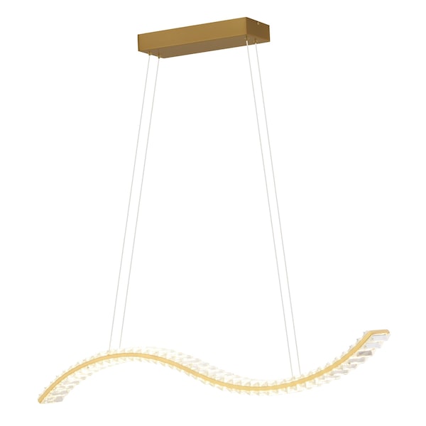 Vaxcel Edgewater 1L LED Gold Brass Contemporary Crystal Linear Chandelier Island Pendant Light Fixture P0428 - main