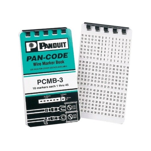 Panduit Pre-Printed WM Book, Vinyl Cloth, .22" W x 1.38" L, 0-9, PCMB-25 PCMB-25 - main