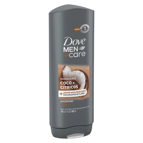 Dove Men+Care Hydrating Coconut Plus Citrus Body and Face Wash, 18 Ounce, 4PK 64411117 - main