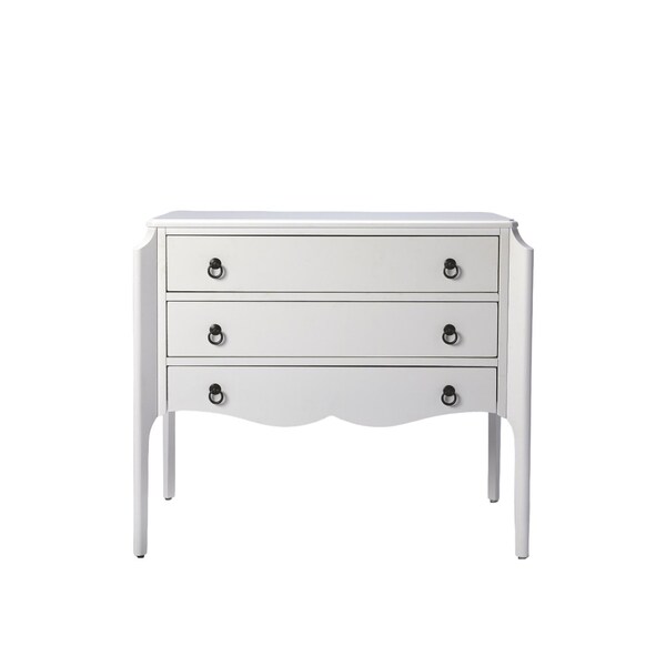 Homeroots 34" White Solid and Manufactured Wood Three Drawer Standard Chest 389803 - main