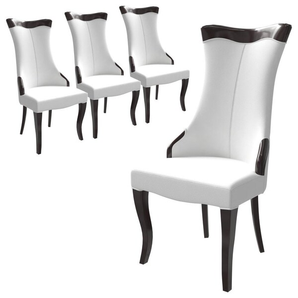 Leisuremod Novara Collection Modern Wooden Dining Chair in Off White Velvet, 4PK NC20CRF4 - main