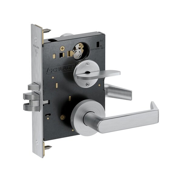 Schlage Grade 1 Entrance/Office Mortise Lock, Standard Cylinder, Rhodes Lever, A Rose, Satin Chrome Finish PM050P RHOA 626 - main