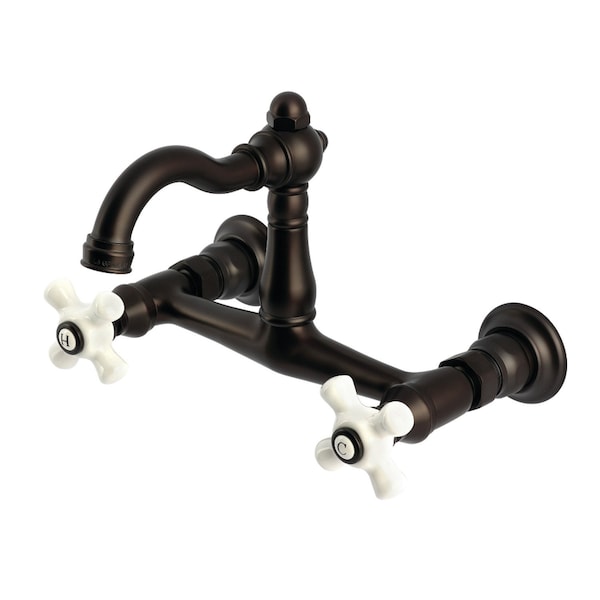 Kingston Brass Two-Handle Wall Mount Bridge Kitchen Faucet, Oil Rubbed Bronze KS3255PX - main