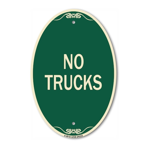 Signmission Driveway Sign No Trucks, 12 Inch X 18 Inch Architectural Oval, Heavy Gauge Aluminum A-OV-G-1218-24123 - main