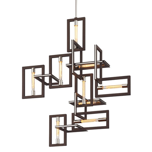 Troy Lighting Enigma 9 Light Chandelier 48.25 In. Bronze With Polished Stainless F6189 - main