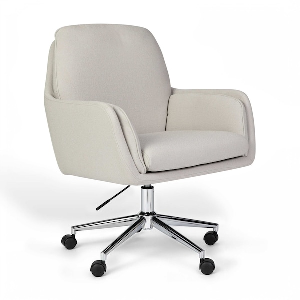 Martha Stewart Clara Upholstered Office Chair in Bedford Gray/Polished Nickel CH-240231-1-GY-MS - main