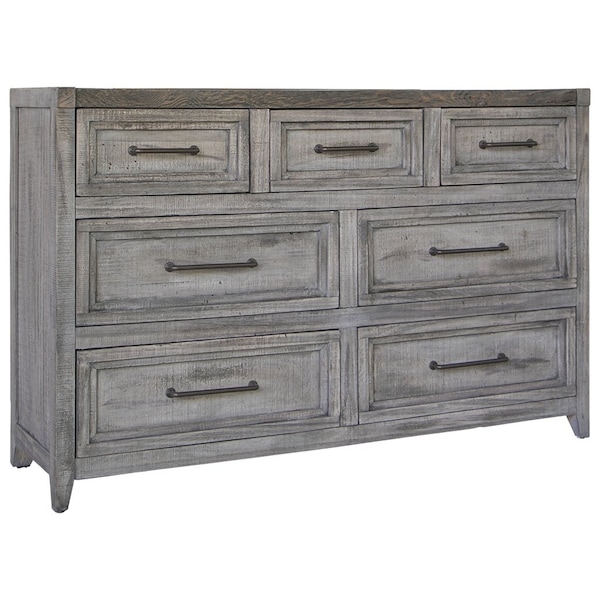 Homeroots 62" Brown Solid Wood Seven Drawer Double Dresser 524607 - main