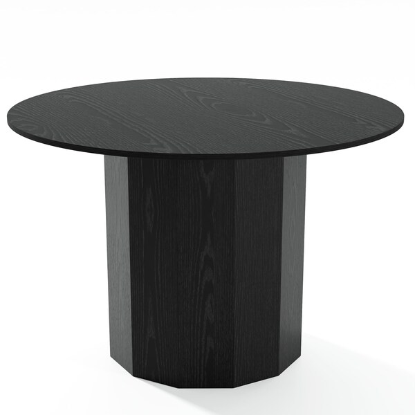 Homeroots 46" Black Solid Wood Pedestal Base Round Top Dining Table 721046 - main