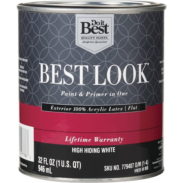 Do It Best 100% Acrylic Latex Premium Paint & Primer In One Flat Exterior House Paint High Hiding Wht 1 Qt. HW35W0850-14 - main