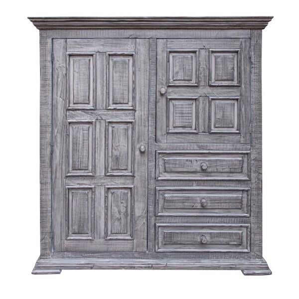 Homeroots 55" Gray Solid Wood Three Drawer Gentlemans Chest 524580 - main